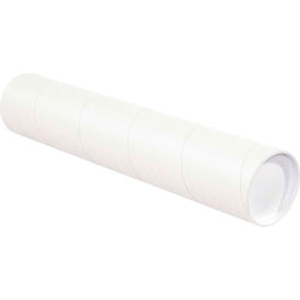 Mailing Tubes With Caps, 4" Dia. x 12"L, 0.08" Thick, White, 15/Pack