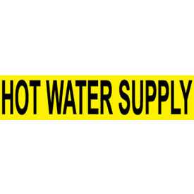 Pressure Sensitive Pipe Marker, Hot Water Supply, 14"W x 2-1/4"H, Pack of 25