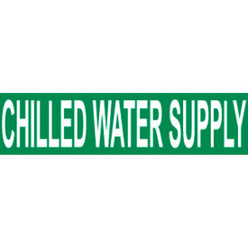Pressure Sensitive Pipe Marker, Chilled Water Supply, 14"W x 2-1/4"H, Pack of 25