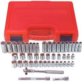 Chrome Socket Set, 3/8" Drive, 6 Point, 47 Piece