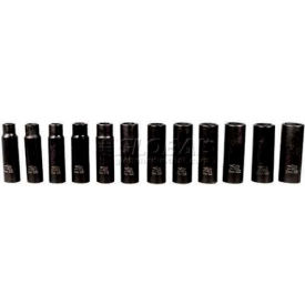 Metric Impact Socket Set, 1/2" Drive, 6 Point, Deep, 12 Piece