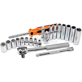 Metric Socket Set, 1/4" Drive, 6 Point, 21 Piece