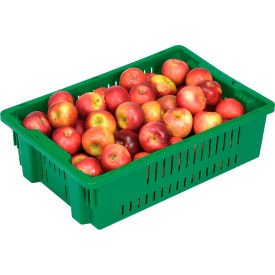 Stack-N-Nest Agricultural Container, 19-11/16"L x 13-1/8"W x 5-5/8"H, Green, Polyethylene