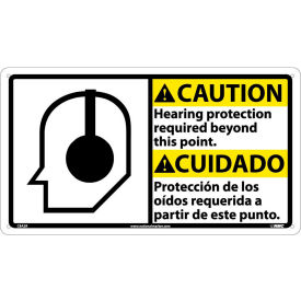 Bilingual Plastic Sign - Caution Hearing Protection Required Beyond This Point