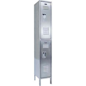 2-Tier 2 Door Stainless Steel Locker, 12"W x 18"D x 78"H, Gray, Unassembled