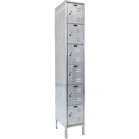 6-Tier 6 Door Stainless Steel Locker, 12"W x 18"D x 78"H, Gray, Unassembled
