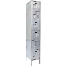 6-Tier 6 Door Stainless Steel Locker, 18"W x 18"D x 78"H, Gray, Unassembled