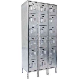 6-Tier 18 Door Stainless Steel Locker, 54"W x 18"D x 78"H, Gray, Unassembled