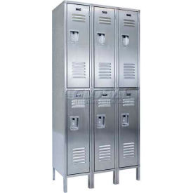 2-Tier 6 Door Stainless Steel Locker, 54"W x 18"D x 78"H, Gray, Assembled