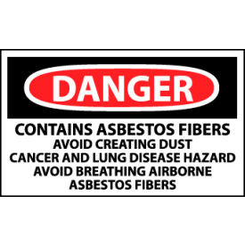 Roll of 500 Hazard Warning Vinyl Labels - Danger Contains Asbestos Fibers