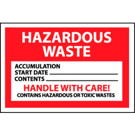 Hazardous Waste Vinyl Labels - Handle With Care, Pack of 25