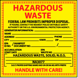 Hazardous Waste Vinyl Labels - For Solids