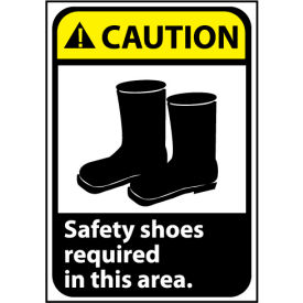 Caution Sign 10x7 Vinyl - Safety Shoes Required