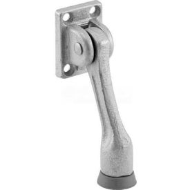 Door Stop, Spring Loaded, H.D. Iron, Aluminum Finish