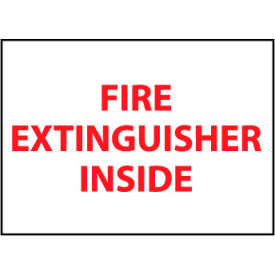 Fire Safety Vinyl Sign, Fire Extinguisher Inside, 9"W x 6"H, Gray