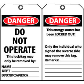 Laminated Lockout Tags - Do Not Operate
