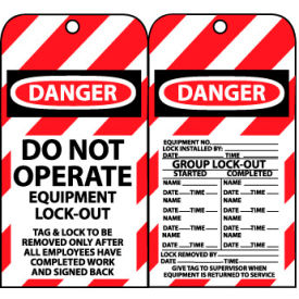 Do Not Operate Equipment Group Lockout Tags
