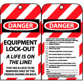 Equipment Lockout Tags, A Life Is On The Line, Certifying Tasks Have Been Performed