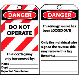 Only The Individual Who Signed The Reverse Side May Remove The Laminated Lockout Tag