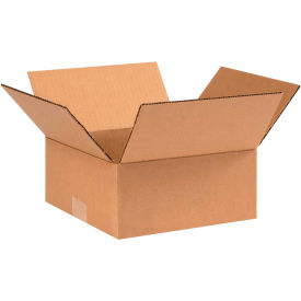 Flat Cardboard Corrugated Boxes, 9"L x 9"W x 4"H, Kraft