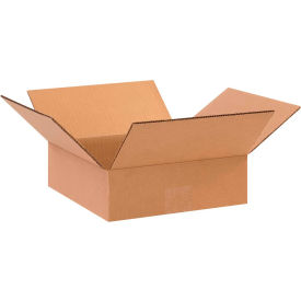 Flat Cardboard Corrugated Boxes, 10"L x 10"W x 3"H, Kraft