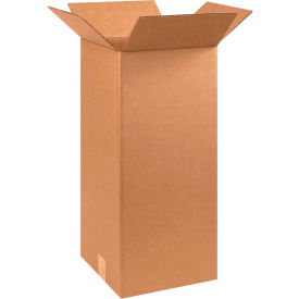 Tall Cardboard Corrugated Boxes, 10"L x 10"W x 24"H, Kraft