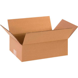 Flat Cardboard Corrugated Boxes, 12"L x 8"W x 4"H, Kraft