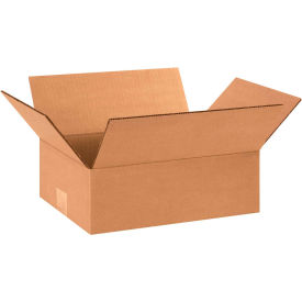 Flat Cardboard Corrugated Boxes, 12"L x 9"W x 4"H, Kraft