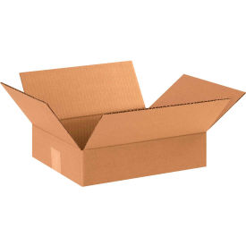 Flat Cardboard Corrugated Boxes, 12"L x 10"W x 3"H, Kraft
