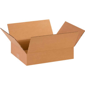 Flat Cardboard Corrugated Boxes, 14"L x 11"W x 3"H, Kraft