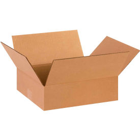 Flat Cardboard Corrugated Boxes, 14"L x 12"W x 4"H, Kraft