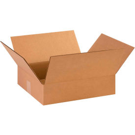 Flat Cardboard Corrugated Boxes, 14-3/8"L x 12-1/2"W x 3-1/2"H, Kraft