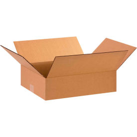 Flat Cardboard Corrugated Boxes, 15"L x 12"W x 4"H, Kraft