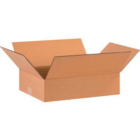 Flat Cardboard Corrugated Boxes, 16"L x 12"W x 4"H, Kraft