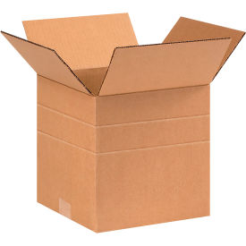 Multi Depth Cardboard Corrugated Boxes, 9"L x 9"W x 9"H, Kraft