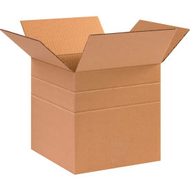 Multi Depth Cardboard Corrugated Boxes, 10"L x 10"W x 10"H, Kraft
