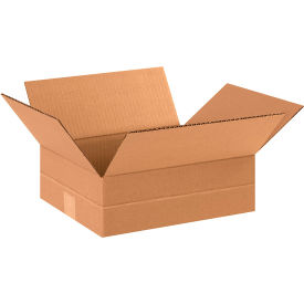 Multi Depth Cardboard Corrugated Boxes, 12"L x 10"W x 4"H, Kraft