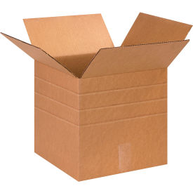 Multi Depth Cardboard Corrugated Boxes, 13"L x 13"W x 13"H, Kraft