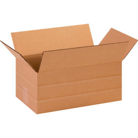Multi Depth Cardboard Corrugated Boxes, 14"L x 8"W x 6"H, Kraft