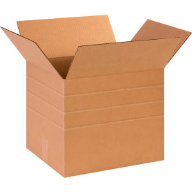 Multi Depth Cardboard Corrugated Boxes, 14"L x 12"W x 12"H, Kraft