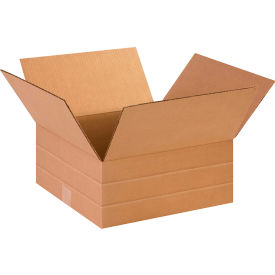 Multi Depth Cardboard Corrugated Boxes, 14"L x 14"W x 6"H, Kraft