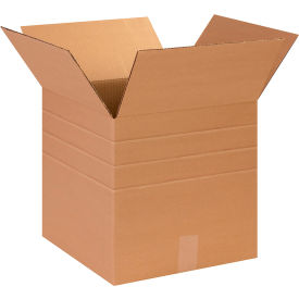 Multi Depth Cardboard Corrugated Boxes, 14"L x 14"W x 14"H, Kraft