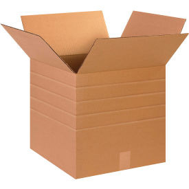 Multi Depth Cardboard Corrugated Boxes, 15"L x 15"W x 15"H, Kraft