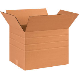 Multi Depth Cardboard Corrugated Boxes, 16"L x 12"W x 12"H, Kraft