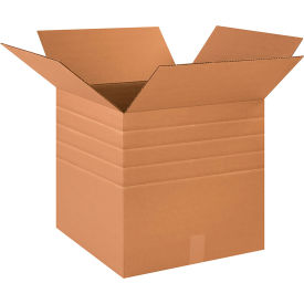 Multi Depth Cardboard Corrugated Boxes, 18"L x 18"W x 18"H, Kraft
