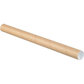 Mailing Tubes With Caps, 1-1/2" Dia. x 18"L, 0.06" Thick, Kraft, 50/Pack