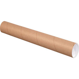 Mailing Tubes With Caps, 3" Dia. x 18"L, 0.07" Thick, Kraft, 24/Pack