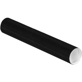 Colored Mailing Tubes With Caps, 2" Dia. x 12"L, 0.06" Thick, Black, 50/Pack