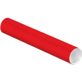 Colored Mailing Tubes With Caps, 2" Dia. x 12"L, 0.06" Thick, Red, 50/Pack