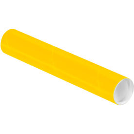 Colored Mailing Tubes With Caps, 2" Dia. x 12"L, 0.06" Thick, Yellow, 50/Pack